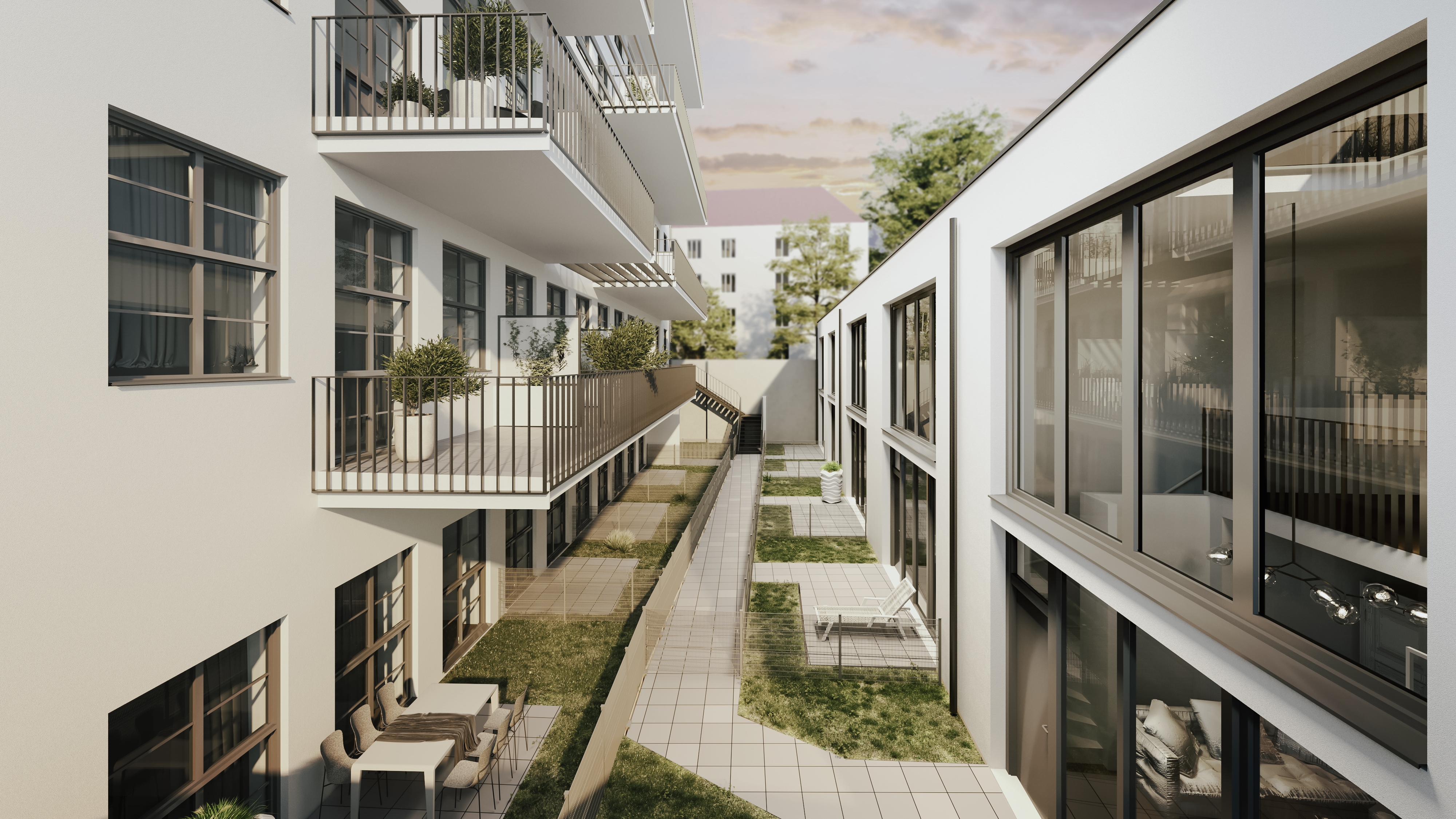 Wohnzimmer mit Fensterfront